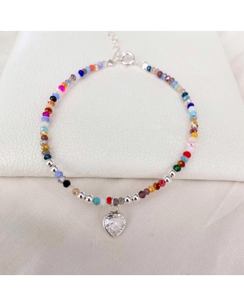 ( PP799 ) Pulsera con Cristales Multicolor con Cubic P.925