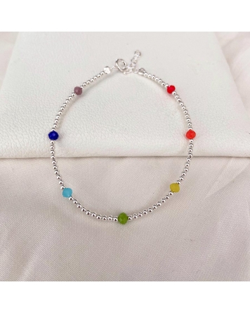 ( PP825 ) Pulsera con Cristales Multicolor P.925