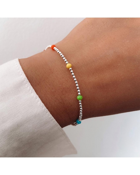 ( PP825 ) Pulsera con Cristales Multicolor P.925