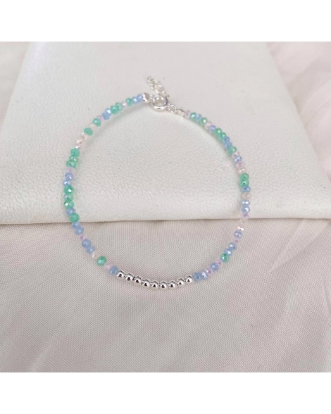 ( PP835 ) Pulsera con cristales Plata 925