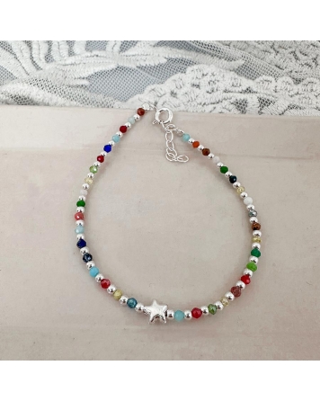 ( PP858 ) Pulsera con cristales Plata 925