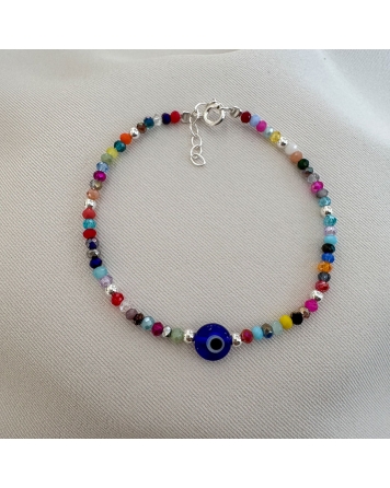 ( PP869 ) Pulsera con cristales Con Ojito PLATA 925
