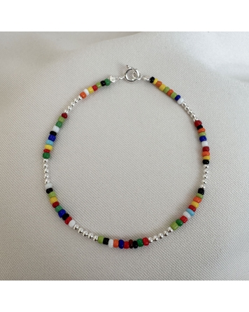( PP873 ) Pulsera con Mix de cristales  PLATA 925
