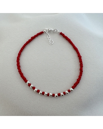 ( PP881 ) Pulsera con cristales Rojos PLATA 925