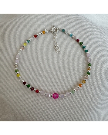 ( PP882 ) Pulsera con Mix de Colores PLATA 925