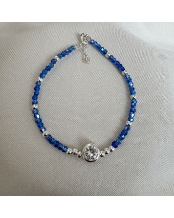 ( PP883 ) Pulsera con Azul y Cubic PLATA 925