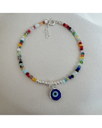 ( PP884 ) Pulsera con Mix de Colores PLATA 925