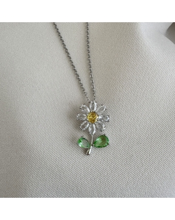 ( S610 ) Collar con Margarita con Cristales A.Q.